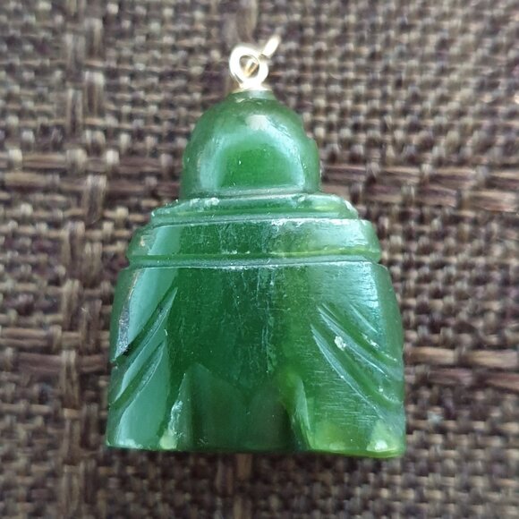 Vintage 45 Carats Genuine Canadian Nephrite Jade Happy Buddha Pendant - Picture 6 of 10
